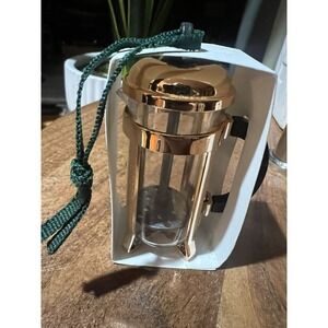 Christmas Starbucks Coffee French Press Ornament, Copper Tone 3.5 inch 2017